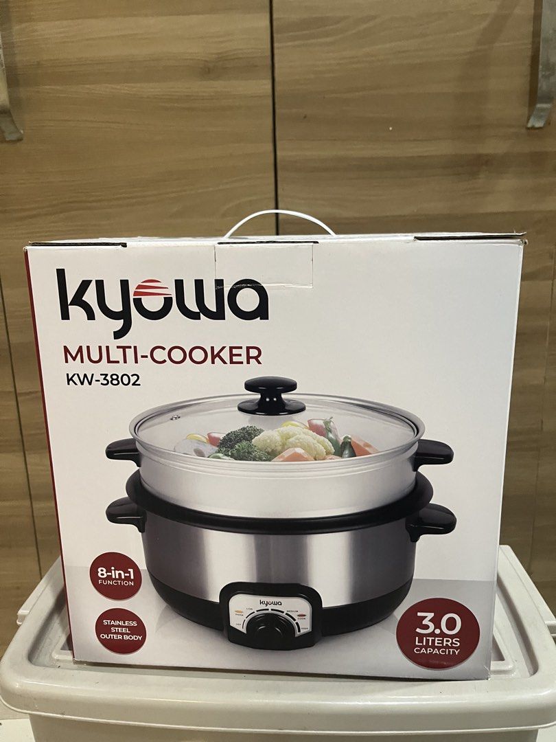 Kyowa Multi-Cooker KW-3802 3.0 Liters 8-in-1 Function (Category: Cookers) located in Manila. Submitted by jericho_chan (Listing ID 1462723680, Image 1). Description: - Kyowa Multi-Cooker KW-3802 - 8 versatile functions - Large 3.0 liters capacity - Durable stainless steel inner and outer body - Perfect for steaming, boiling, frying, and more! - Original box included.