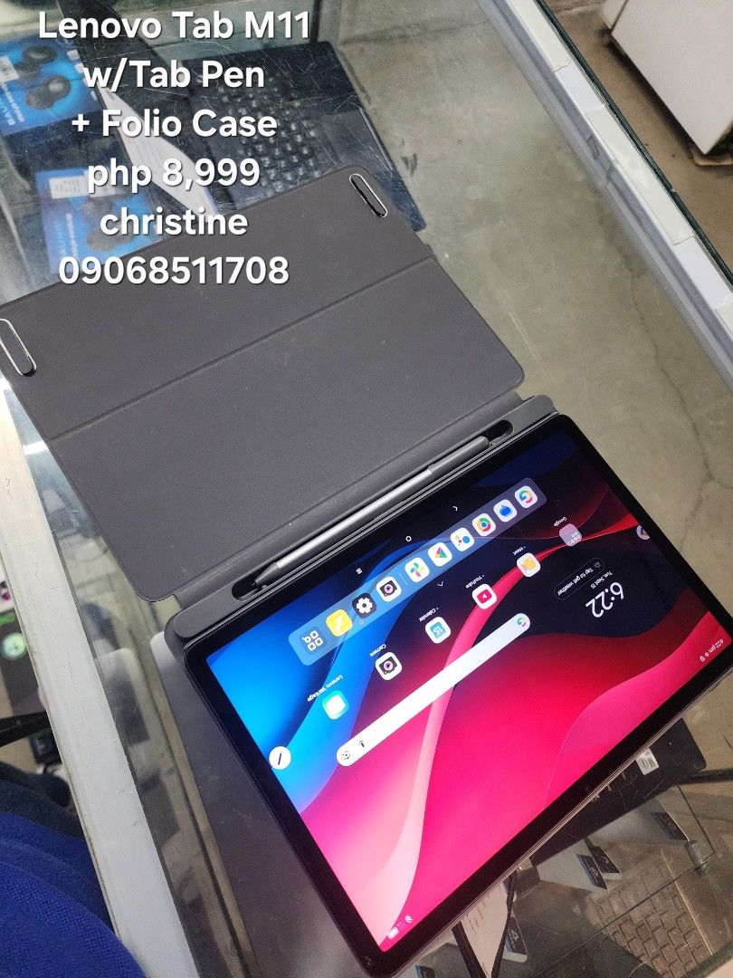 Lenovo Tab M11 with Tab Pen and Folio Case (Category: Android) located in Cainta. Submitted by christine07. (Listing ID 1462683172, Image 1). Description: - Lenovo Tab M11 - Includes Tab Pen - Comes with Folio Case - Ideal for work and entertainment - Price: PHP 8,999 - Inquiries: Contact Christine at 09068511708.