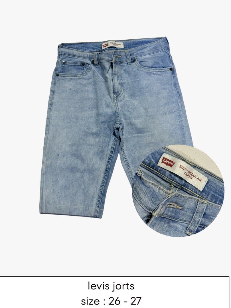 Levi's 502 Regular Taper Jorts Size 26-27 (Category: Shorts) located in Manila. Submitted by shai.rms (Listing ID 1462688173, Image 1). Description: - Levi's 502 Regular Taper Jorts - Color: Light Blue Wash - Size: 26-27 - Style: Casual Wear.