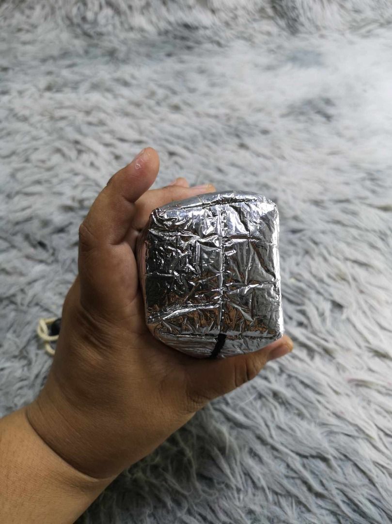 Lightweight Pouch With Reflective Foil Exterior (Category: Purses & Pouches) located in Santa Cruz. Submitted by jmy_surplus.2 (Listing ID 1462791528, Image 2). Description: Size ; L - 7.4 W - 4.4 Color ; Black , Silver Type ; Pouch Brand ; No brand Material ; Synhetic Style ; Black Silver Drawstring Pouch LR 129 JMY 5 Batch #222.