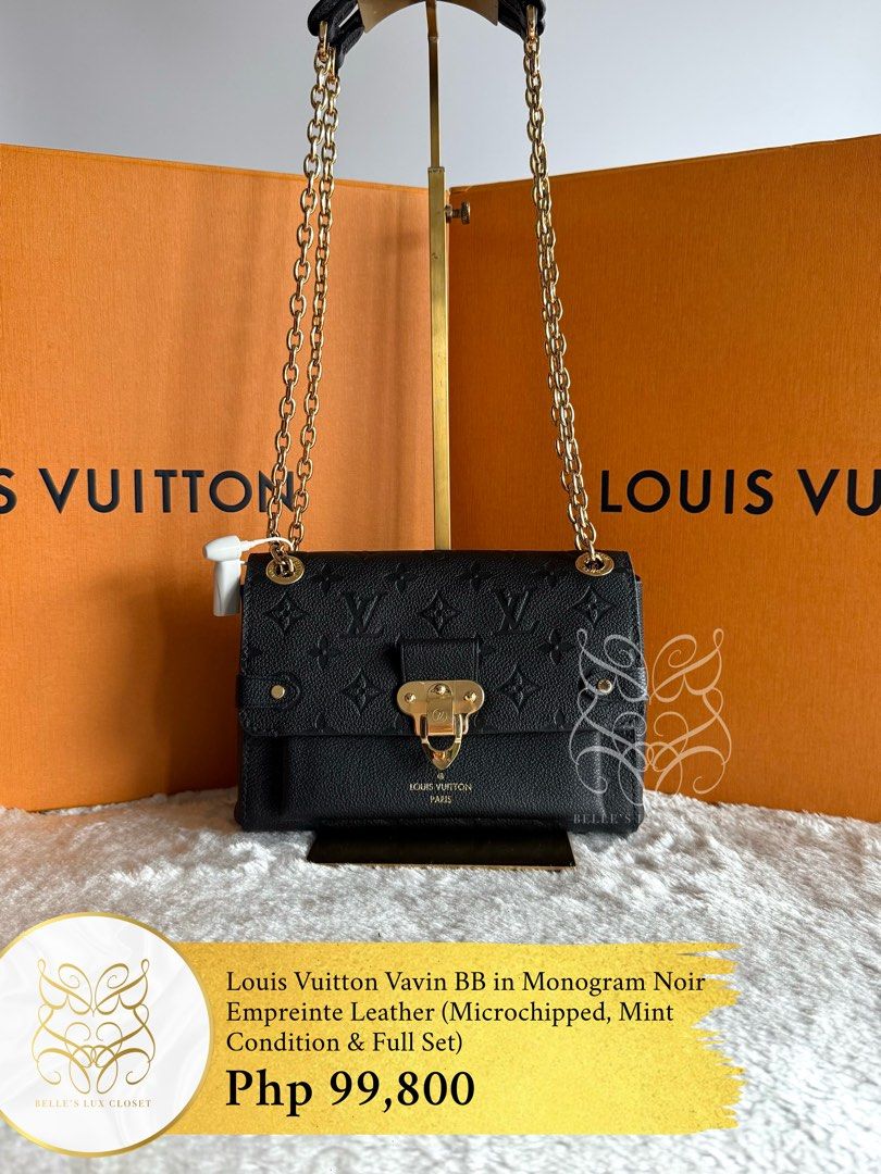 Louis Vuitton Vavin BB in Monogram Noir Empreinte Leather (Category: Luxury Bags & Wallets) located in Paranaque City. Submitted by belles_lux_closet (Listing ID 1462812856, Image 1). Description: AUTHENTIC VAVIN BB IN MONOGRAM NOIR EMPREINTE LEATHER (Microchipped, Mint Condition & Full Set) ✅ 100% Guaranteed Authentic ✅ Microchipped ✅ Mint Condition, Rank A-SA ✅ Comes with dust bag; box, and paper bag! ✅ Legit seller ✅ Retails at~Php 185,000 in-