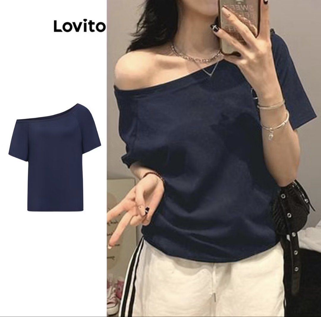 Lovito Navy Blue Off-Shoulder Top XL (Category: Blouses) located in Santa. Submitted by dmb.sam (Listing ID 1462772236, Image 1). Description: - Brand: Lovito - Color: Navy Blue - Style: Off-Shoulder - Size: XL - Sleeves: Short - Condition: Brand new, still in original packaging - Perfect for: Casual wear - Fit: Please check measurements in photos.