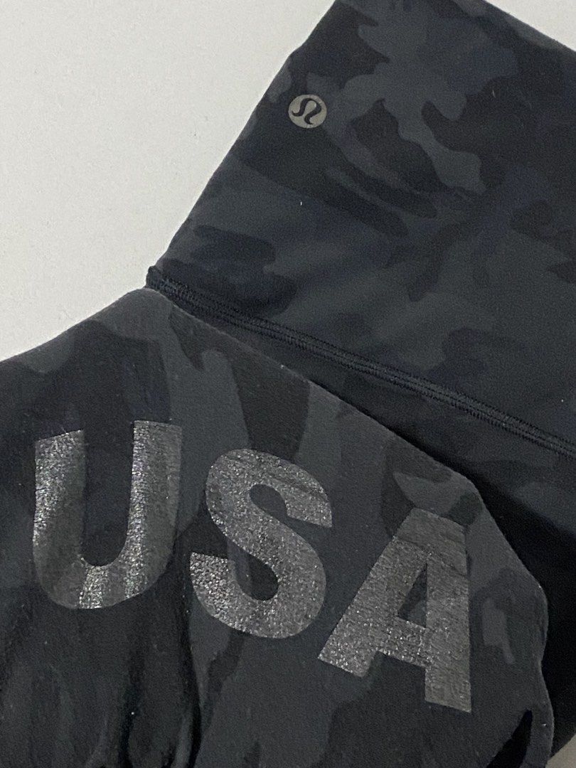 Lululemon leggings in a black or dark grey camo pattern (Category: Activewear) located in Naga. Submitted by jamesarkkkk (Listing ID 1462850232, Image 3). Description: minimal issue.