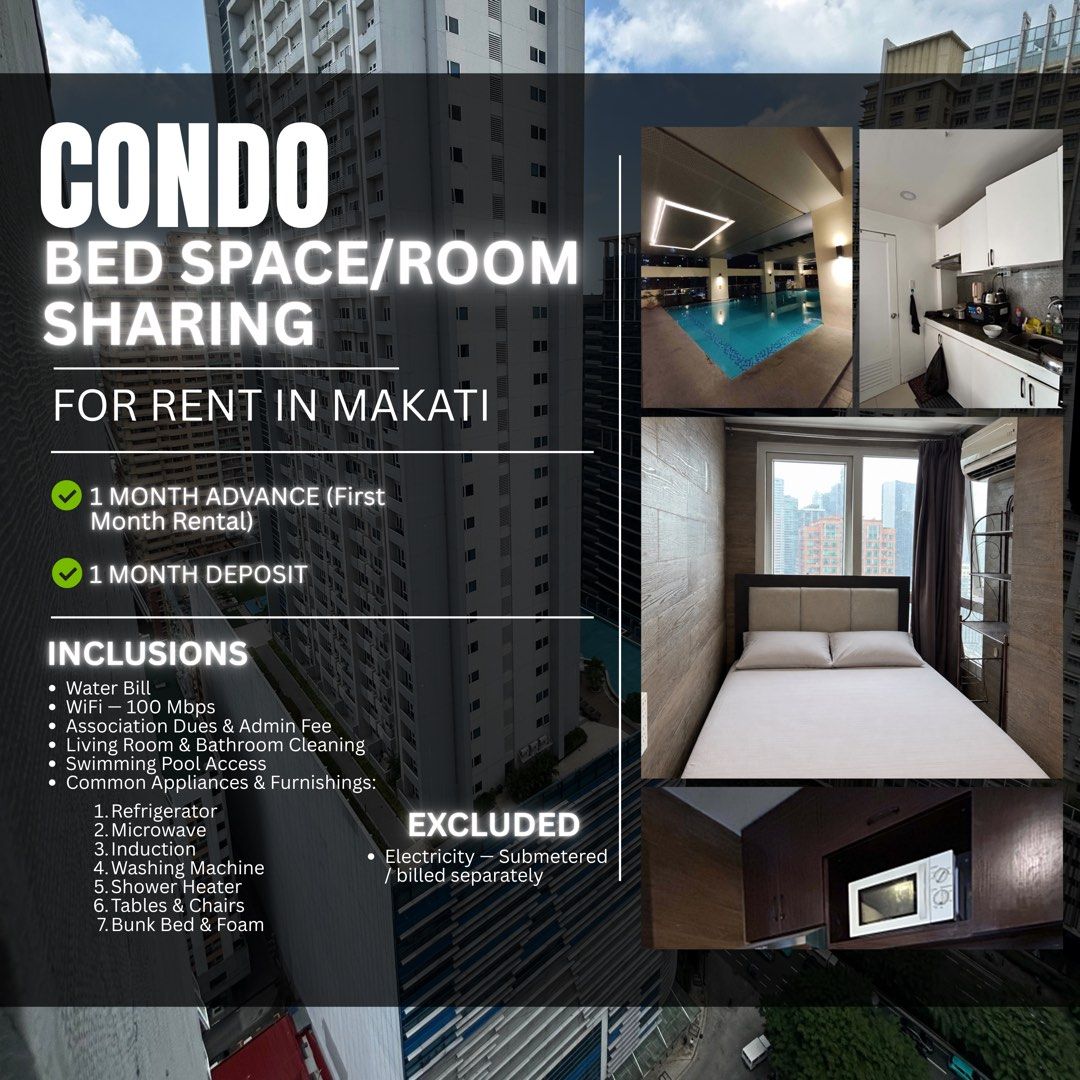 MAKATI CONDO BED SPACE/ROOM SHARING (Category: Room Rentals) located in Manila. Submitted by matt_sioxzon (Listing ID 1462788047, Image 1). Description: 𝗖𝗢𝗡𝗗𝗢 𝗕𝗘𝗗 𝗦𝗣𝗔𝗖𝗘 & 𝗥𝗢𝗢𝗠 𝗦𝗛𝗔𝗥𝗜𝗡𝗚 𝗙𝗢𝗥 𝗥𝗘𝗡𝗧 𝗜𝗡 𝗠𝗔𝗞𝗔𝗧𝗜 .