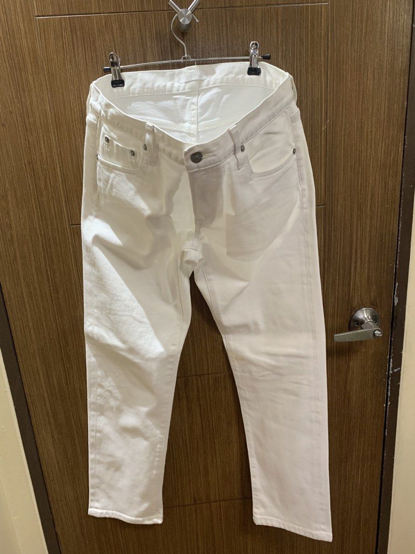Mango & Uniqlo Jeans - Various Sizes & Colors (Category: Jeans) located in Pasig City. Submitted by lhen_llagas27 (Listing ID 1462865450, Image 3). Description: - Bundle of 3 jeans: Mango, Uniqlo, and one light grey. - Mango jeans: Dark wash, distressed denim, size EUR 34. - Uniqlo jeans: White, size 32 (82cm). - Ideal for everyday casual wear. - Selling as a complete set..