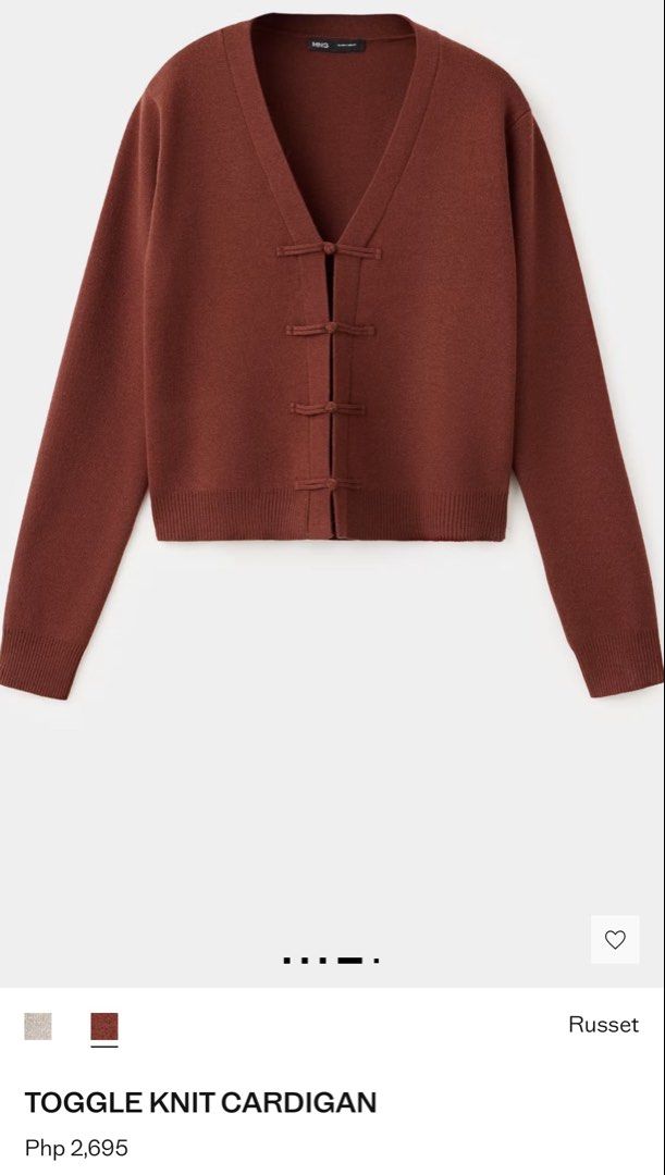 Mango toggle knit cardigan (Category: Others Tops) located in Marikina City. Submitted by rv1506 (Listing ID 1462819874, Image 2). Description: Brand new w tags Selling for the same price i got it Message me for actual photos.