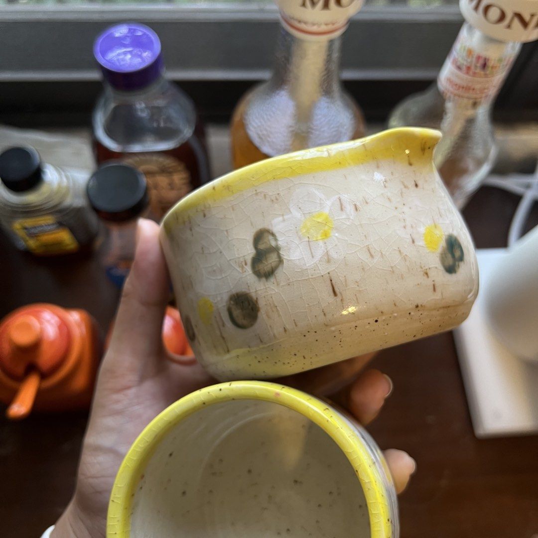 mari pottery matcha set (Category: Coffee & Tea Tableware) located in Iloilo. Submitted by kadm_ (Listing ID 1462686531, Image 3). Description: wts lfb • ph only # mari pottery matcha set (chawan, cup, chasen holder) ! ◡̈ P4550 + lsf 🏷 ceramic handmade yellow floral.
