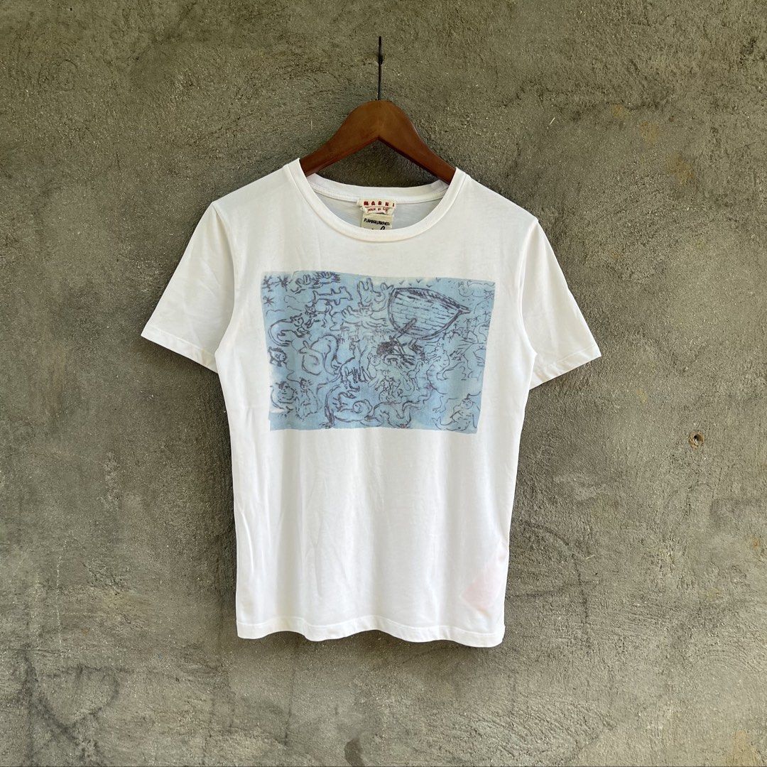 MARNI X FLAMINIA VERONESI (Category: Shirts) located in Manila. Submitted by flippinn (Listing ID 1462714009, Image 1). Description: Medium 17.5W 24L Need wash, Yellow stain Lalamove or J&t Express + Shipping fee.