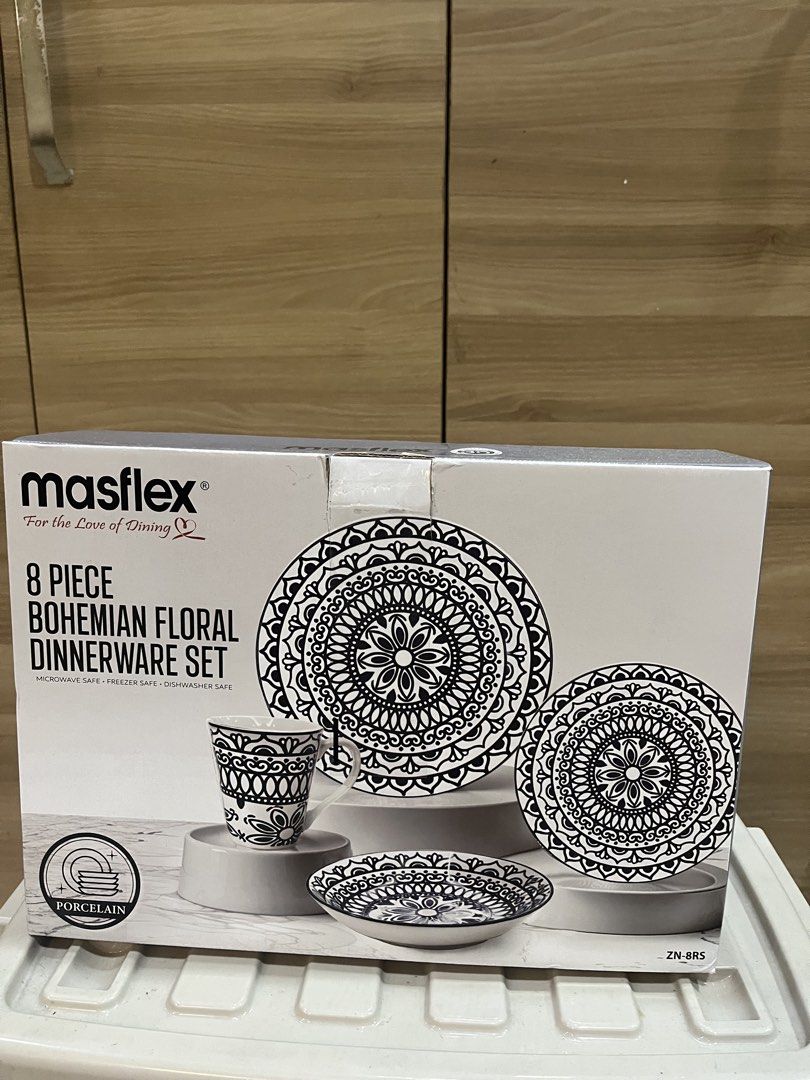 Masflex 8 Piece Bohemian Floral Dinnerware Set (Category: Dinnerware & Cutlery) located in Manila. Submitted by jericho_chan (Listing ID 1462723362, Image 1). Description: - Masflex 8-piece Bohemian Floral Dinnerware Set - Made from premium porcelain - Microwave, freezer, and dishwasher safe - Durable and non-toxic - Trendy boho style for your kitchen.