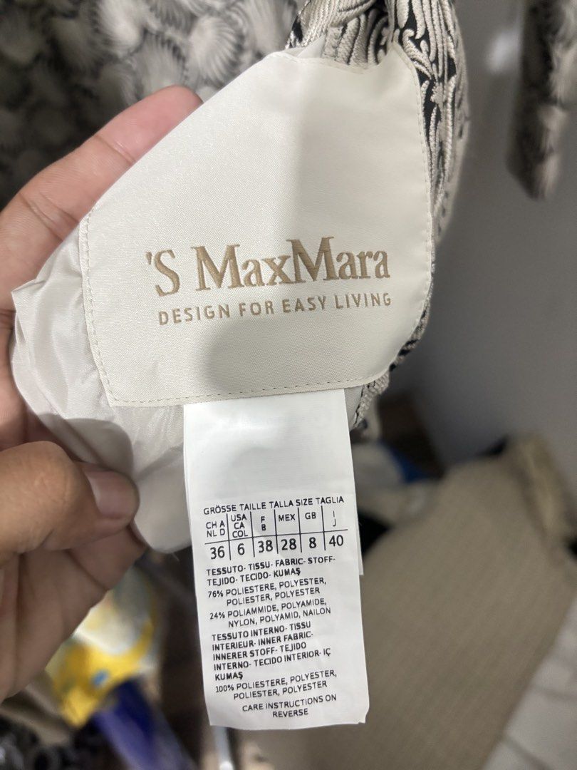 Max mara (Category: Luxury Apparel) located in Manila. Submitted by kingblaize (Listing ID 1462817121, Image 2). Description: an elegant, textured jacquard hooded jacket featuring an Art Deco-inspired fan or clamshell pattern. While the hanger displays the brand Simply Vera Vera Wang, Max Mara and its diffusion lines.