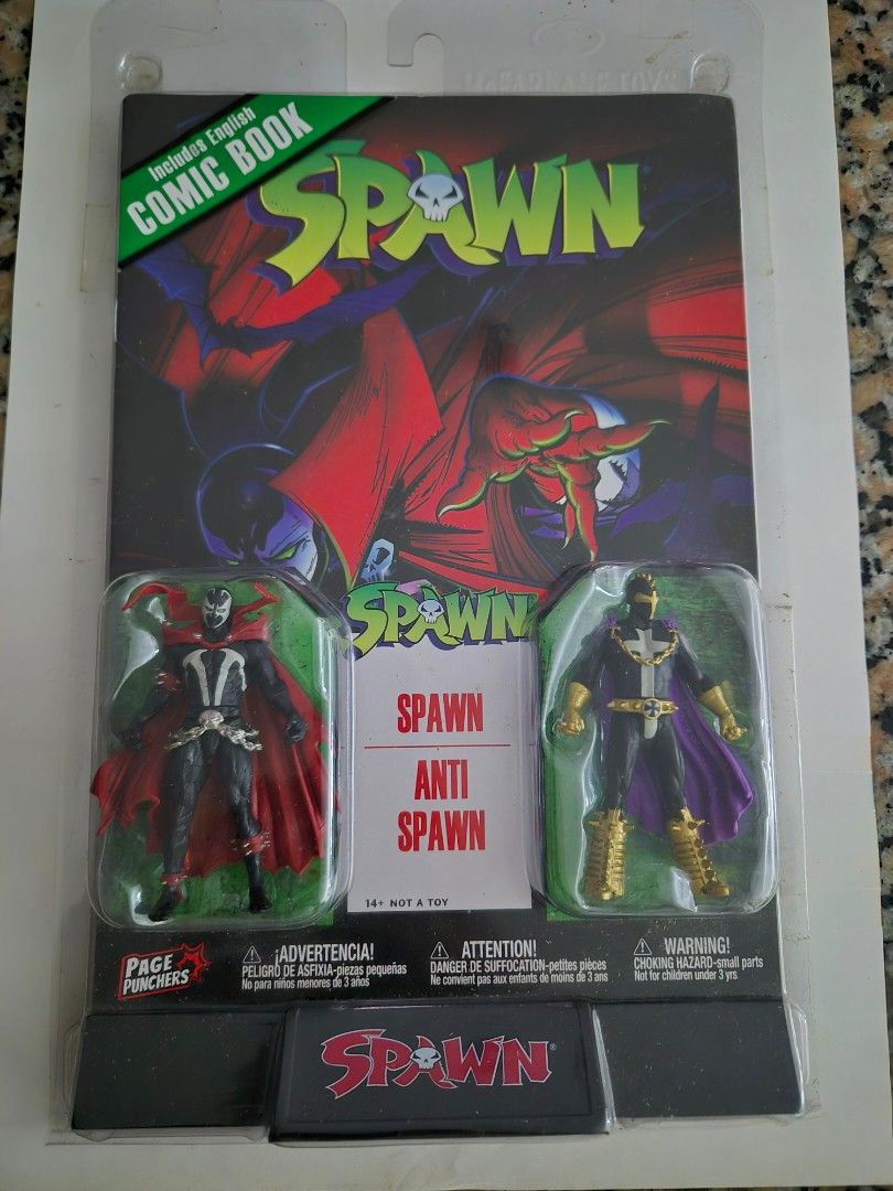 Mcfarlane Page Punchers - Spawn & Anti-Spawn (Category: Figurines & Statues) located in Muntinlupa City. Submitted by royalstar-4914 (Listing ID 1462794800, Image 1). Description: Mcfarlane Page Punchers - Spawn and Anti-Spawn - Mint in Sealed Box - With free Spawn #1 comics Very RARE and highly collectible! Well taken cared of since it's from my personal collection. Kept inside my glass cabinet since Day 1 in a pet and smoke free environment. Pr