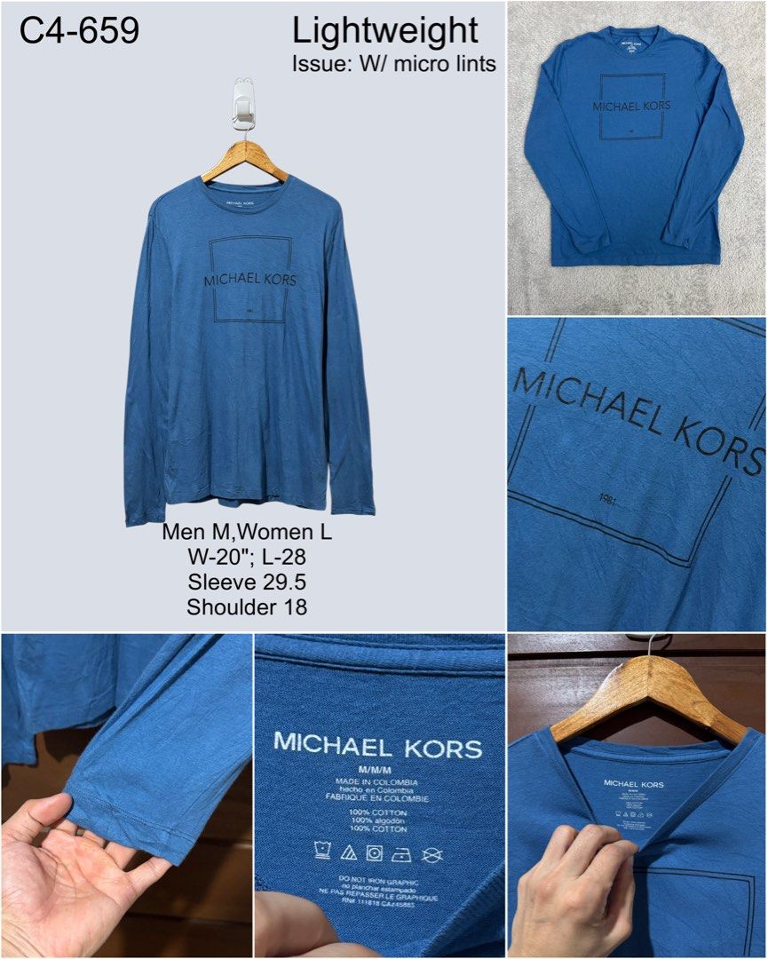 Michael Kors Lightweight Sweatshirt Blue (Category: Coats, Jackets and Outerwear) located in Digos. Submitted by appareall (Listing ID 1462699864, Image 2). Description: C4-659 Approximate measurement (taken flat in inches) Size on tag: M Width (pit to pit): 20 Length: 28 Shoulder: 18 Sleeve length: 29.5 Material: Cotton .