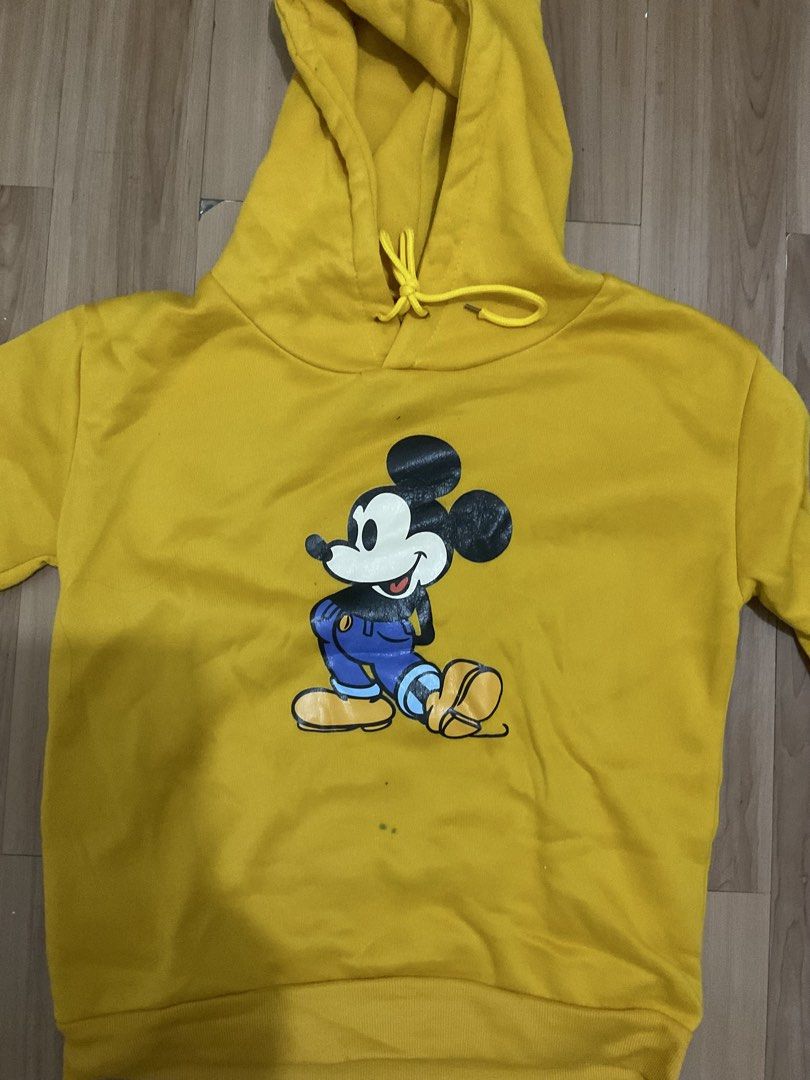 Mickey Mouse Graphic Pullover Hoodie - Vibrant Yellow (Category: Babies & Kids Fashion) located in Cavite. Submitted by alexberras (Listing ID 1462871905, Image 1). Description: pre owned.