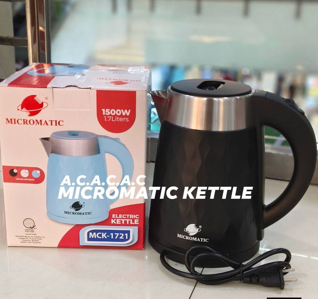 Micromatic electric kettle 1.7L (Category: Kettles & Airpots) located in Manila. Submitted by yzcartph (Listing ID 1462852637, Image 2). Description: MICROMATIC KETTLE 1.7L.