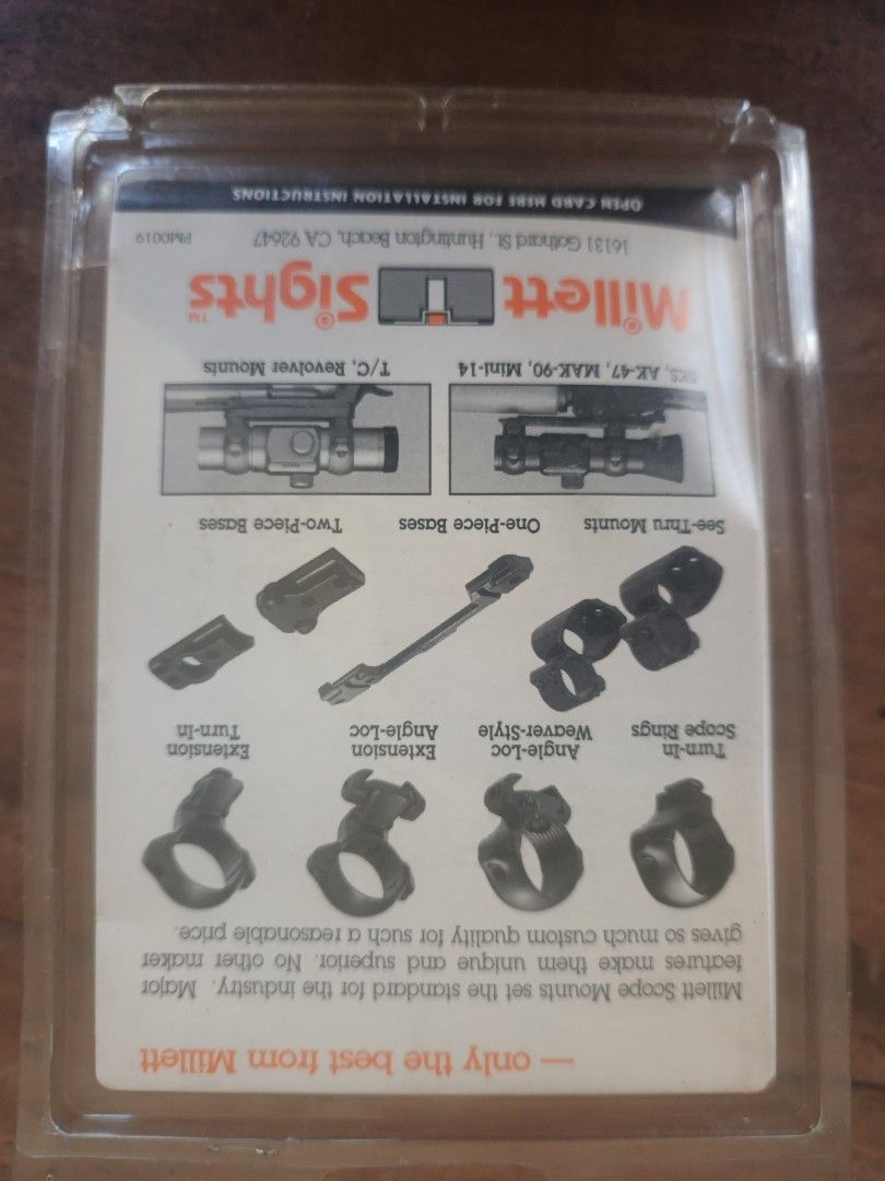 Millett Scope Rings 22 Caliber Angle-Loc Windage Adjustable Medium (Category: Rings) located in Floridablanca. Submitted by deadcenter (Listing ID 1462815757, Image 1). Description: - Millett Scope Rings - Medium size, 1 inch diameter - Angle-loc system - Windage adjustable - High strength, lightweight construction - Part Number: TP00002 - Sold as a set.
