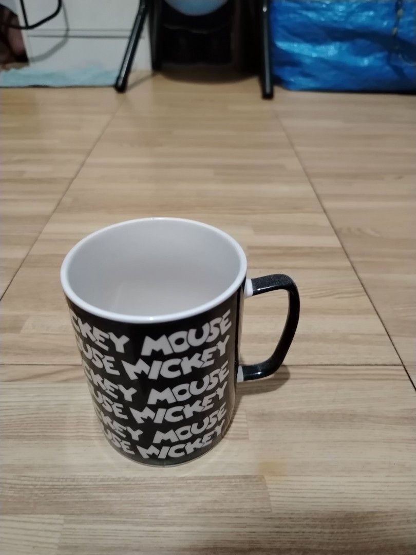 Miniso Mickey Mouse Black White Text Mug (Category: Coffee & Tea Tableware) located in Bacoor. Submitted by joshuaie (Listing ID 1462864894, Image 3). Description: ➡️ No Issue ➡️ No box.