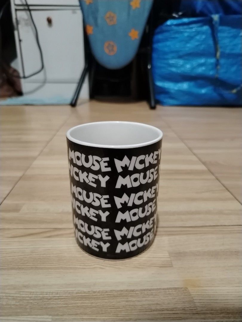 Miniso Mickey Mouse Black White Text Mug (Category: Coffee & Tea Tableware) located in Bacoor. Submitted by joshuaie (Listing ID 1462864894, Image 1). Description: ➡️ No Issue ➡️ No box.