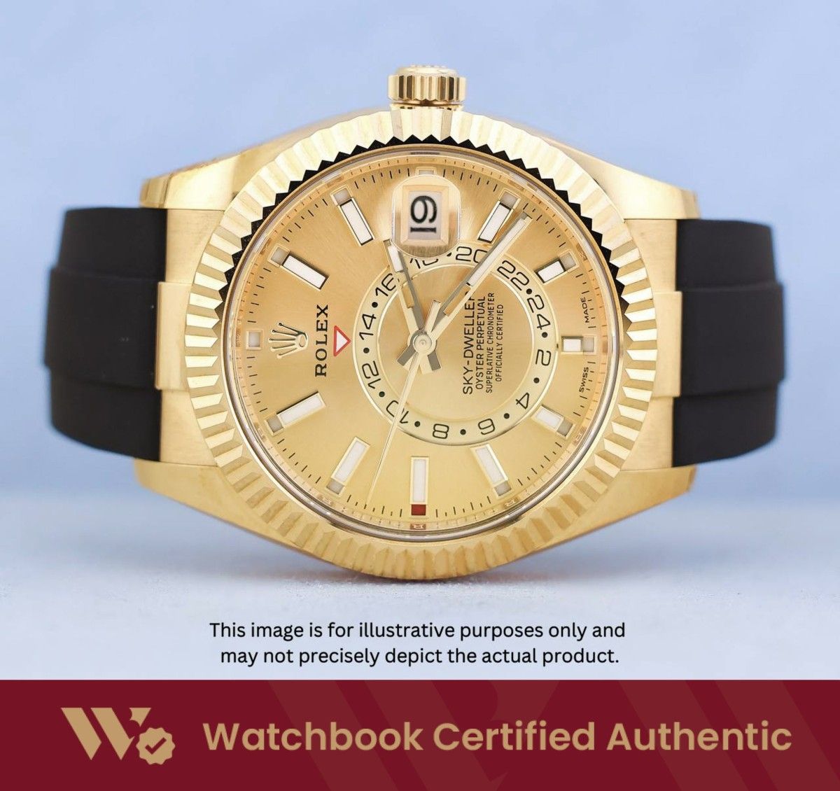 [Mint] Rolex Sky Dweller Oysterflex 326238 Champagne Dial A8722 | Dec 2022 (Category: Watches) located in Singapore. Submitted by watchbooksg (Listing ID 1462774870, Image 1). Description: Watchbook Swiss-Standard Certified: Professional Authentication You Can Trust Every watch undergoes systematic 60-point verification by Swiss-trained watchmakers at our in-house Watchbook Service Centre. We verify all checkpoints—movement, dial, case, bracelet,