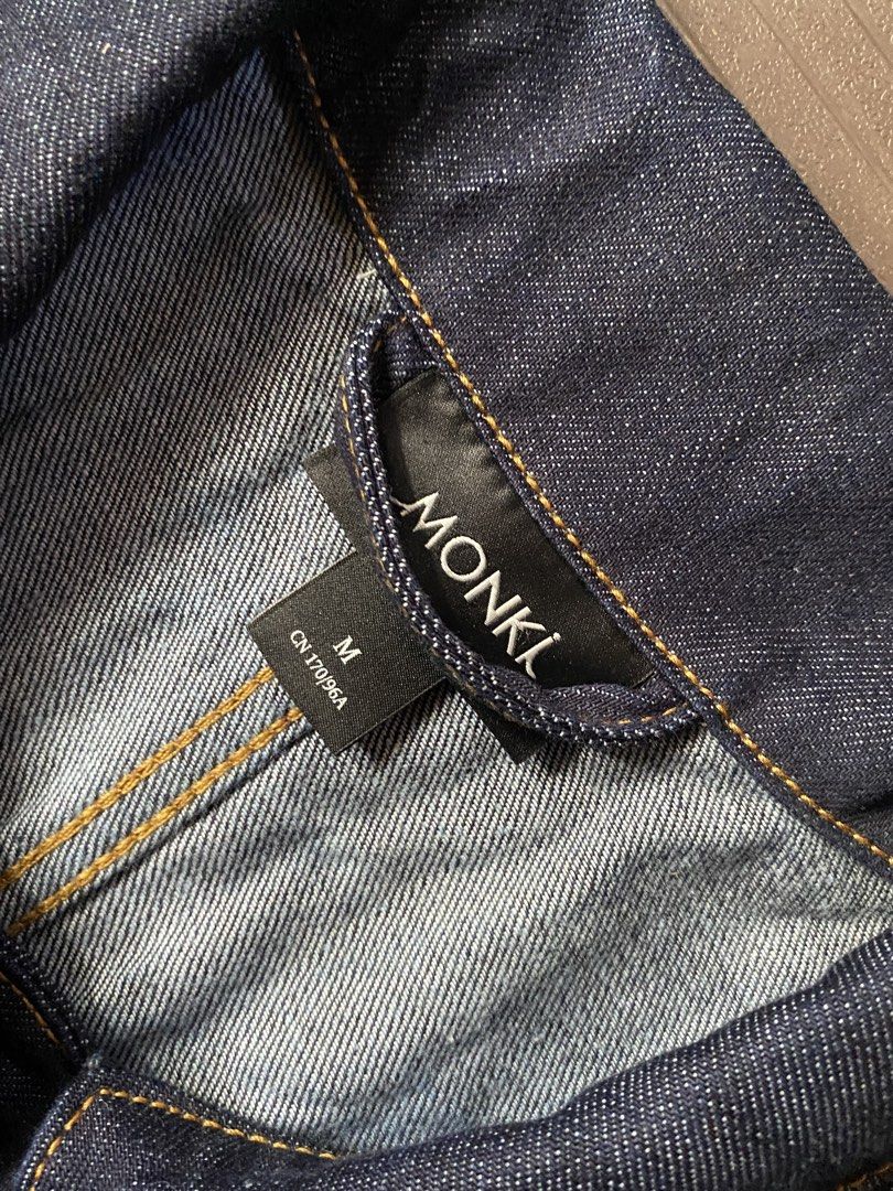 MONKI Dark Wash Denim Long Jacket Size M (Category: Coats, Jackets and Outerwear) located in Puerto Princesa. Submitted by streetnfinds (Listing ID 1462764661, Image 2). Description: Length: 40" Width: 23.5" Sleeve Length: 17.5" Large-Extra Large - Monki dark wash denim jacket - Longline style - Button-up front - Two chest pockets - Classic collar - Button cuffs - Versatile dark blue color - Size M - Ideal for layering in any season.