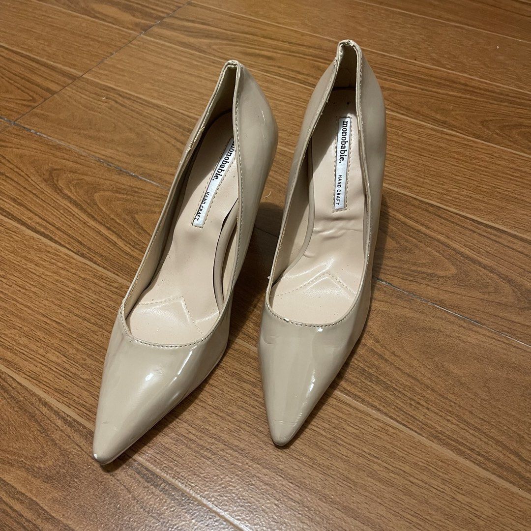 Monobabie Beige Stilleto (Category: Heels) located in Quezon City. Submitted by sahbee (Listing ID 1462836592, Image 1). Description: - 2-3half inch heels – never been used, stuck on storage - few micro peeling but isn’t that bisible - size: 23cm .