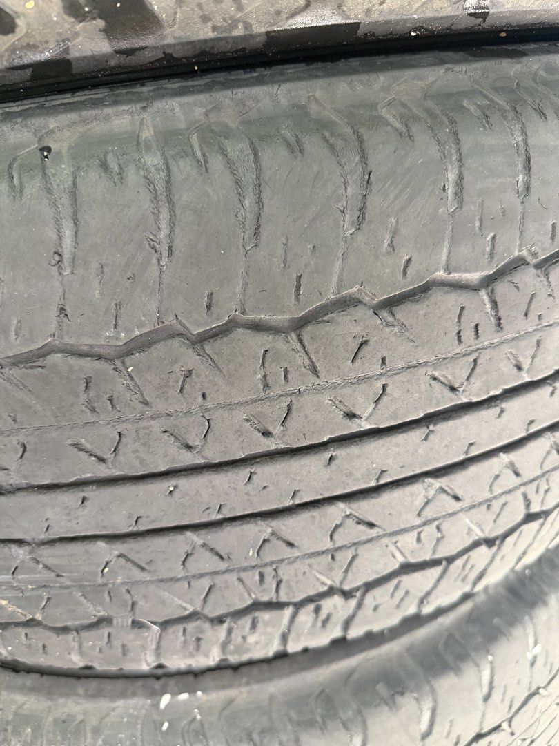 Montero 2016 Tires Dunlop (Category: Mags and Tires) located in Pasay City. Submitted by jen.pen (Listing ID 1462725308, Image 2). Description: - Brand: Dunlop - Model: AT2 - Size: 265/60R18 110H - Compatible with: Montero 2016 - Condition: Used, with visible tread.