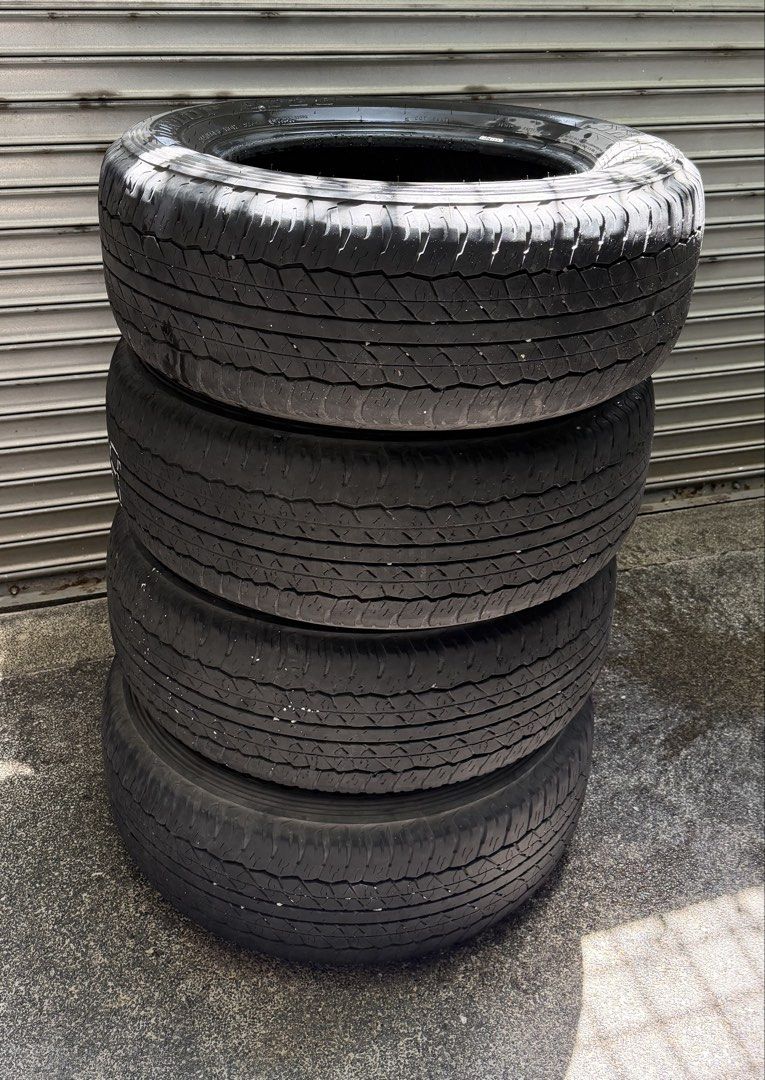 Montero 2016 Tires Dunlop (Category: Mags and Tires) located in Pasay City. Submitted by jen.pen (Listing ID 1462725308, Image 1). Description: - Brand: Dunlop - Model: AT2 - Size: 265/60R18 110H - Compatible with: Montero 2016 - Condition: Used, with visible tread.