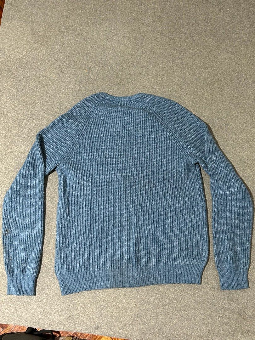 M&S Blue Textured Crew Neck Ribbed Jumper (Category: Longsleeves) located in Pasig City. Submitted by dkthrift__ (Listing ID 1462806036, Image 2). Description: Payment method: GCash Delivery method (SHOULDERED BY BUYER): Lalamove or J&T.