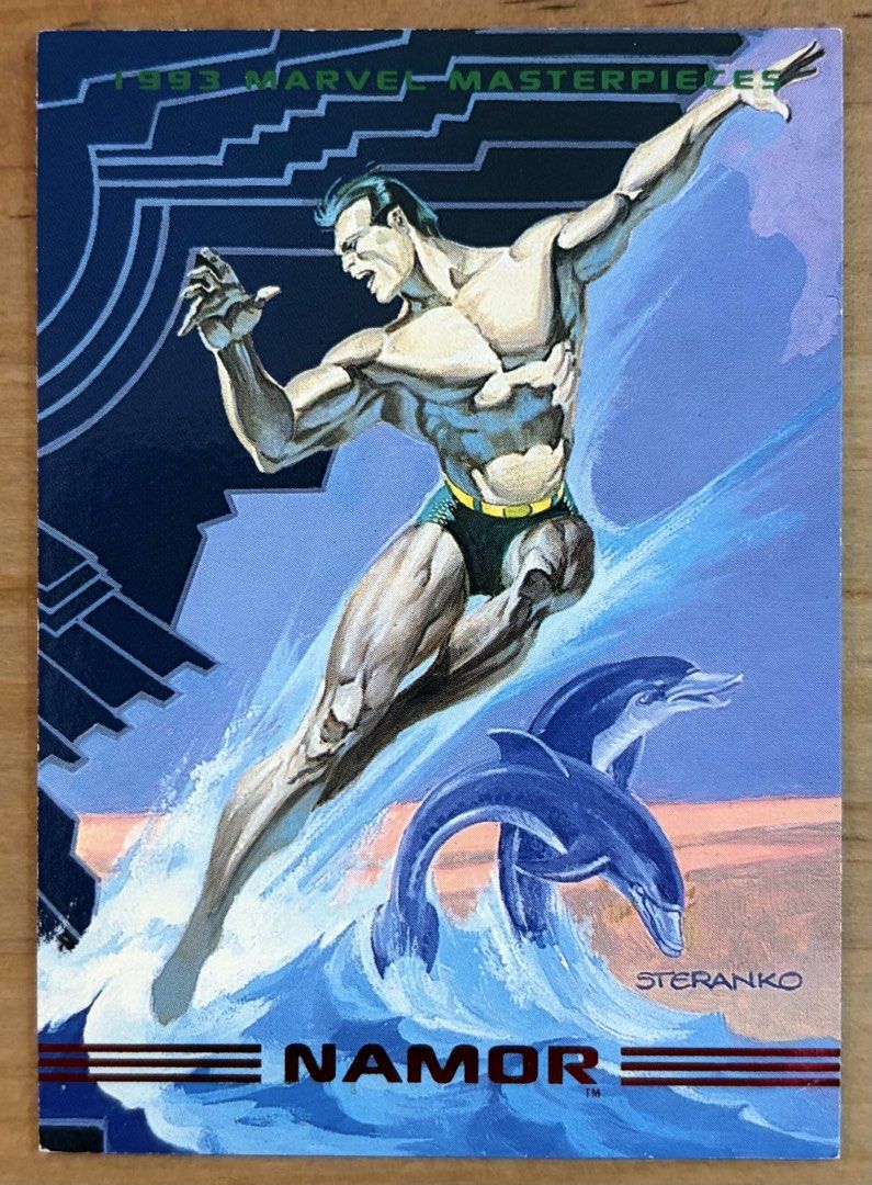 Namor | Marvel Cards ~ SkyBox Marvel Masterpieces '93 [Red] (Category: Raw Singles) located in Makati City. Submitted by cardlab (Listing ID 1462691818, Image 1). Description: Items are 💯 authentic/original/legit. About The Card: • '93 SkyBox • Card No. 9 • Marvel Masterpieces FOR: • Cards ₱99 and below with Card Sleeves • Cards ₱100 and up with Used Toploader • ₱10 for Bnew Tops Packaging (If Shipping): ✔️ Plastic cover ✔️ Cardboard ✔️ Bubble w