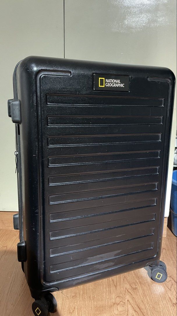 National Geographic Hardshell Luggage TSA Lock (Category: Luggage) located in Pasig City. Submitted by xtiansa (Listing ID 1462718506, Image 1). Description: - Black National Geographic hard shell luggage - Features a secure TSA lock - Smooth rolling wheels for easy maneuverability - Retractable handle for comfortable transport - no major scuffs nor issues USED 2X ONLY Dimensions: 43W × 27D x 65cmH SRP: 10,000 .
