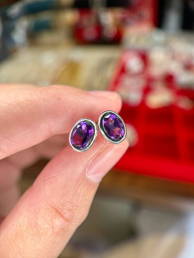 NATURAL AMETHYST IN 925 SILVER STUD EARRINGS (Category: Earrings) located in Baguio. Submitted by asna_taku (Listing ID 1462790122, Image 3). Description: 💜 NATURAL AMETHYST IN 925 SILVER STUD EARRINGS 💜 Simple, elegant, and full of beautiful purple sparkle. ✨ 💜 Natural Oval Faceted Amethyst 🤍 925 Silver Stud Earrings ✨ Faceted for extra brilliance 🆕 Brand New 💰 ₱2,880 each 3 pairs available 💜 A timeless everyday piece for amethyst lovers—