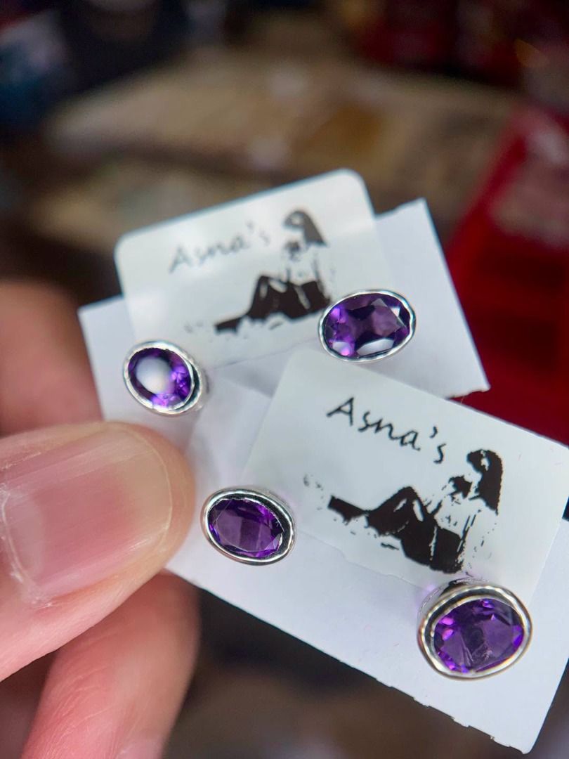 NATURAL AMETHYST IN 925 SILVER STUD EARRINGS (Category: Earrings) located in Baguio. Submitted by asna_taku (Listing ID 1462790122, Image 1). Description: 💜 NATURAL AMETHYST IN 925 SILVER STUD EARRINGS 💜 Simple, elegant, and full of beautiful purple sparkle. ✨ 💜 Natural Oval Faceted Amethyst 🤍 925 Silver Stud Earrings ✨ Faceted for extra brilliance 🆕 Brand New 💰 ₱2,880 each 3 pairs available 💜 A timeless everyday piece for amethyst lovers—