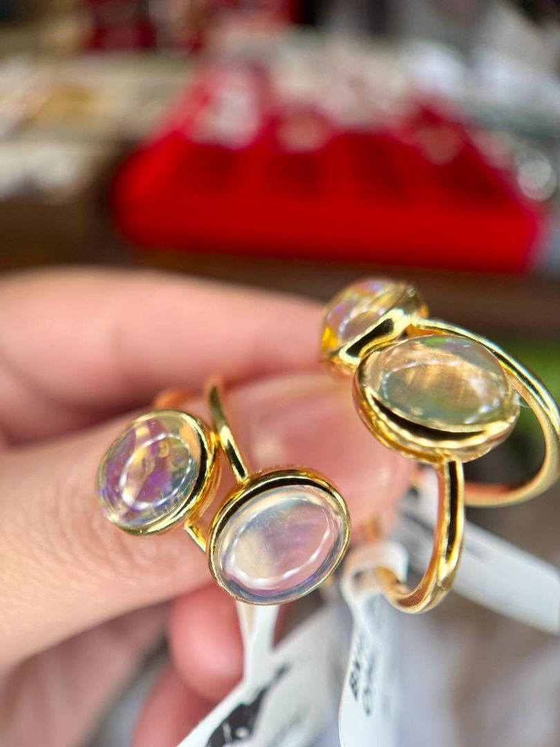NATURAL OPAL IN GOLD-PLATED SILVER BEZEL RING (Category: Rings) located in Baguio. Submitted by asna_taku (Listing ID 1462791130, Image 3). Description: 💚 NATURAL OPAL IN GOLD-PLATED SILVER BEZEL RING ✨ A dreamy natural opal with gorgeous flashes of green, pink, blue & rainbow fire as it catches the light. 🌈✨ 🤍 Natural Opal ✨ Bezel setting 💛 New Silver plated in Gold 💍 Sizes: S7, S8 (2 pcs), S10 💰 ₱4,480 each Every opal has its own unique p