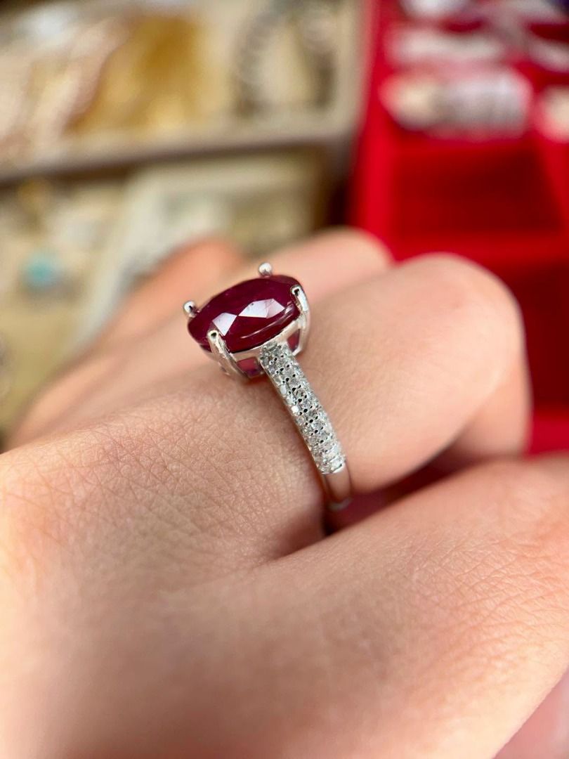 NATURAL RUBY & DIAMOND RING IN 925 SILVER (Category: Rings) located in Baguio. Submitted by asna_taku (Listing ID 1462799269, Image 3). Description: ❤️ NATURAL RUBY & DIAMOND RING IN 925 SILVER 💎 A gorgeous classic ruby ring with a rich red natural ruby center, beautifully accented with sparkling natural diamonds. ✨ ❤️ Natural Ruby — oval/faceted, transparent red 💎 Natural Round-Cut Diamonds — multiple accents ✨ 925 Silver setting 🇲🇿 Origin: 