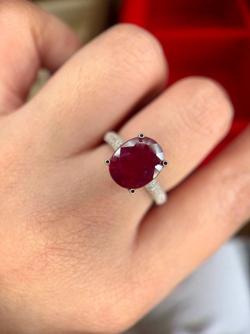 NATURAL RUBY & DIAMOND RING IN 925 SILVER (Category: Rings) located in Baguio. Submitted by asna_taku (Listing ID 1462799269, Image 1). Description: ❤️ NATURAL RUBY & DIAMOND RING IN 925 SILVER 💎 A gorgeous classic ruby ring with a rich red natural ruby center, beautifully accented with sparkling natural diamonds. ✨ ❤️ Natural Ruby — oval/faceted, transparent red 💎 Natural Round-Cut Diamonds — multiple accents ✨ 925 Silver setting 🇲🇿 Origin: 