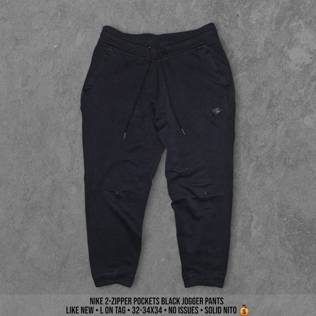 NIKE 2-ZIPPER POCKETS BLACK JOGGER PANTS (Category: Joggers) located in Tagbilaran City. Submitted by g.itw (Listing ID 1462844258, Image 1). Description: NIKE 2-ZIPPER POCKETS BLACK JOGGER PANTS LIKE NEW LARGE ON TAG 32-34x34 NO ISSUES 550+SF.