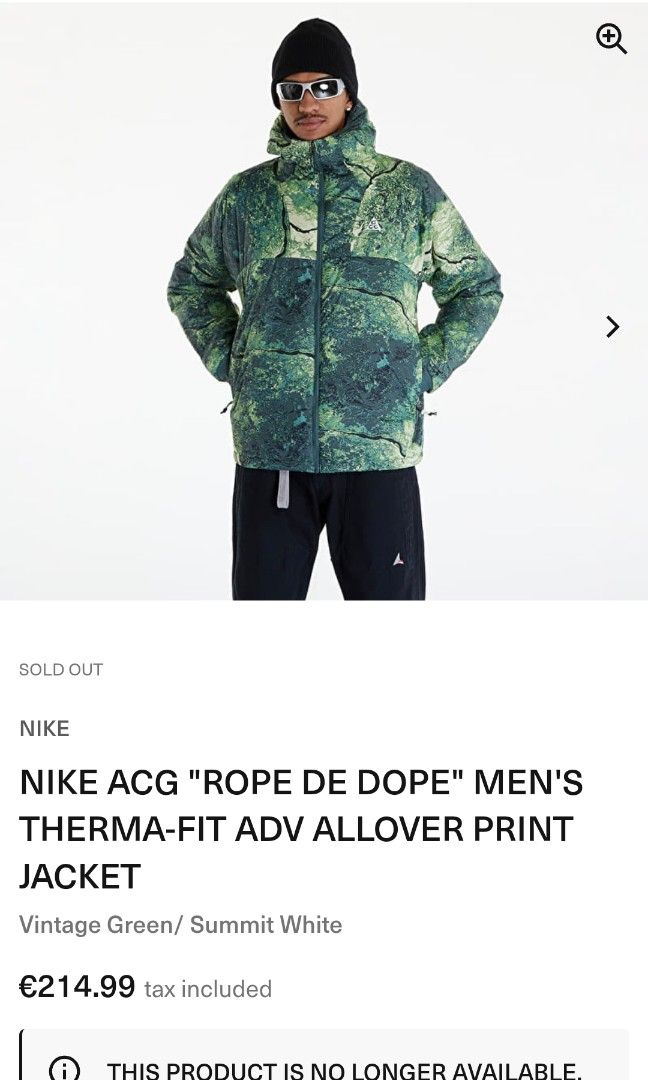 Nike ACG Therma-Fit ADV Primaloft Puffer Jacket (Category: Coats, Jackets and Outerwear) located in Makati City. Submitted by coleencloset (Listing ID 1462824676, Image 1). Description: - Nike ACG Green Camouflage Puffer Jacket - Size: Medium (M) - Insulation: Primaloft for superior warmth - Technology: Therma-Fit ADV for advanced thermal regulation - Origin: Made in Vietnam - Style: Unique camouflage print, ideal for outdoor adventures or everyd