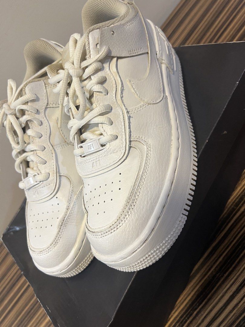 Nike Air Force 1 Shadow White Sneakers (Category: Sneakers) located in Quezon City. Submitted by anna_rl23 (Listing ID 1462734477, Image 1). Description: - White Nike Air Force 1 Shadow sneakers - Size: EUR 40 / UK 6 / US 8.5 - Shadow model with a platform sole - Ideal for everyday wear - Selling because they are no longer needed.