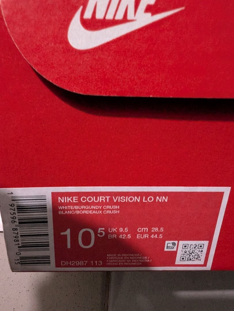 Nike Court Vision Low Next Nature (Category: Casual Shoes) located in Taguig. Submitted by laptopmachine (Listing ID 1462790147, Image 2). Description: Nike Court Vision Low Next Nature – White/Burgundy Crush 100% Original Condition: Brand New Size: US Men’s 10.5 | 28.5 cm | EUR 44.5 Meetup: MRT/LRT Stations Can book thru Lalamove PM Me. Thanks.