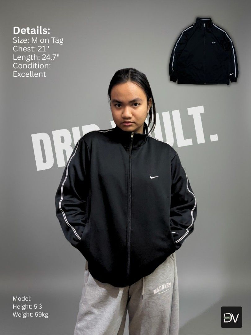 NIKE DRI TRACK JACKET (Category: Coats, Jackets and Outerwear) located in Manila. Submitted by drip_vault.ph2026 (Listing ID 1462747515, Image 1). Description: 🔥 NIKE DRI TRACK JACKET 🔥 📏 Size: M (on tag) 📐 Chest: 21" 📏 Length: 24" ✨ Condition: Excellent 🏷️ Old Price: ₱999 🏷️ New Price: ₱799 ‼️ Less ₱21 shipping via J&T ⚠️PLEASE NOTE: 📍 Please allow 1-3 cm difference due to manual measurement 📍 Colors may slightly vary due to lighting an