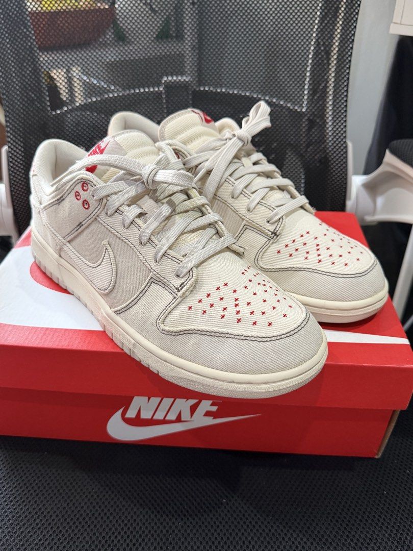 Nike Dunk Low Retro SE (Category: Sneakers) located in Carmona. Submitted by leilahoops (Listing ID 1462684367, Image 1). Description: - Nike Dunk Lows - Colorway: Sail with striking red cross stitch details on toe box and heel - Size: 11 US Men's - Includes: Original Nike box.