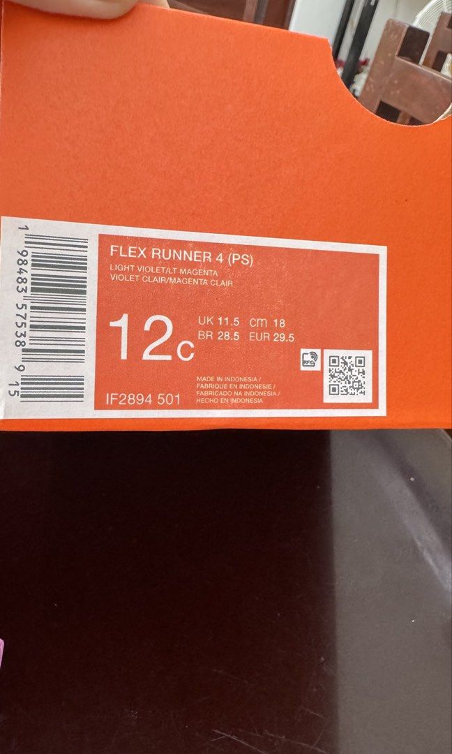 Nike Flex Runner (Category: Babies & Kids Fashion) located in Santa Cruz. Submitted by charlesapple (Listing ID 1462733837, Image 3). Description: FLEX RUNNER 4 (PS) LIGHT VIOLET/LT MAGENTA VIOLET CLAIR/MAGENTA CLAIR 12c UK 11.5 Cm 18 BR 28.5 EUR 29.5 Original price: 2,295.00 Selling price: 1900.00 RFS: napatabi, hindi na kasya.
