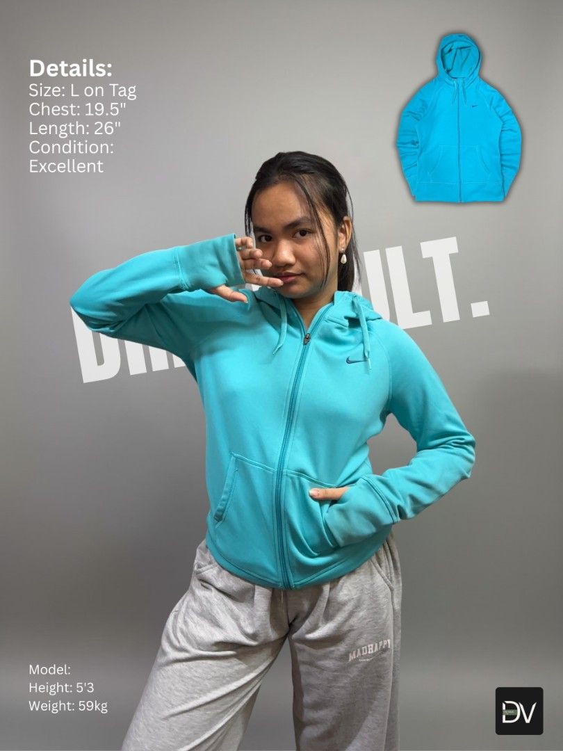 NIKE TURQUOISE ZIP HOODIE (Category: Coats, Jackets and Outerwear) located in Manila. Submitted by drip_vault.ph2026 (Listing ID 1462756333, Image 1). Description: 🔥 NIKE TURQUOISE ZIP HOODIE 🔥 ❌ Old Price: ₱649 ✅ New Price: ₱399 ✅ Soft comfortable fabric ✅ Clean minimal swoosh detail ✅ Perfect daily casual essential ⚠️ Issues: 🖤 None 💯 Easy everyday Nike heat 🔥 📸 Please check photos for full details.