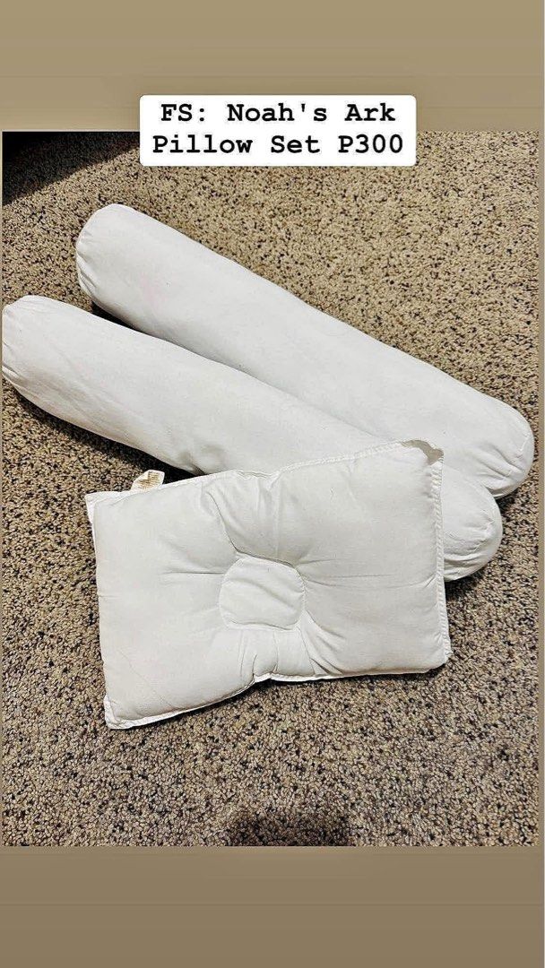 Noah's Ark Pillow Set (Category: Nursery Lighting & Decor) located in Subic. Submitted by luxbytasha (Listing ID 1462744450, Image 1). Description: - Noah's Ark Themed Pillow Set - Includes 1 Head Pillow and 2 Bolster Pillows - Color: All White - Ideal for Babies - Clean and ready for a new home - Price is firm.
