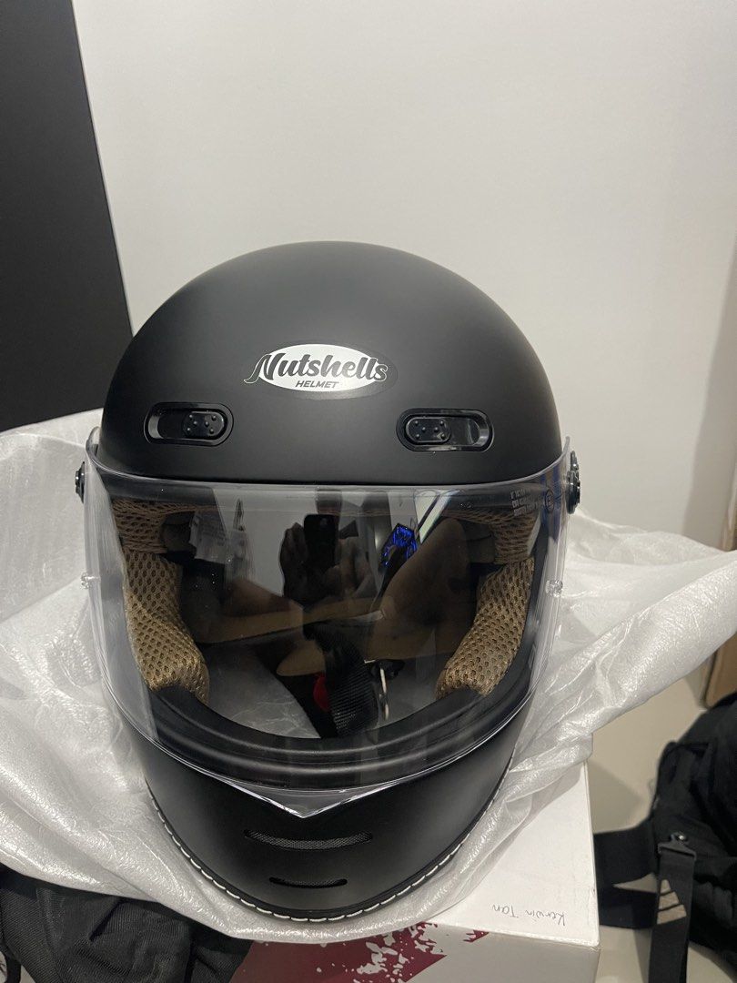 NUTSHELL HELMET BRUNO FULL FACE - F9 SERIES PLUS 1 EXTRA VISOR & LENS (Category: Other Motorcycles Parts and Accessories) located in Bulacan. Submitted by chivalrymma (Listing ID 1462849992, Image 2). Description: BRANDNEW NUTSHELL HELMET BRUNO FULL FACE - F NINE SERIES PLUS ONE EXTRA VISOR & LENS RFS- change of plan.