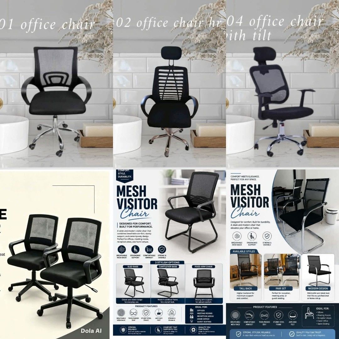 Office Chair Visitor Chair (Category: Chairs) located in Manila. Submitted by redonlineshop (Listing ID 1462701479, Image 1). Description: OFFICE CHAIR MESH CHAIR VISITOR CHAIR ✅#1 office chair ₱950 ✅#2 office chair with headrest ₱1150 ✅#4 office chair with headrest & tilt ₱2250 ✅mesh office chair ₱1350 ✅fixed / visitor chair ALL BLACK ₱1300 ✅fixed / visitor chair black ₱1450 ON HAND BRAND NEW Same day delivery COD/Gcash PM for orders and inquiri