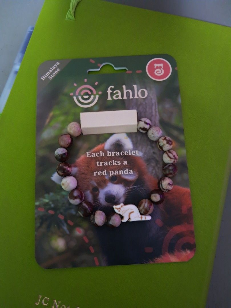 Original Fahlo Red Panda Bracelet (Category: Bracelets) located in Davao. Submitted by erulinar (Listing ID 1462837556, Image 1). Description: Genuine Fahlo Bracelet Red Panda for Sale! Purchased at the Melbourne Zoo (Zoos Victoria) gift shop. RFS: Bought Extra Made with natural Himalaya stone beads in a warm brown/cream marbled pattern, with a small carved red panda charm bead. Each bracelet comes with a unique code linking to a real, wild red p