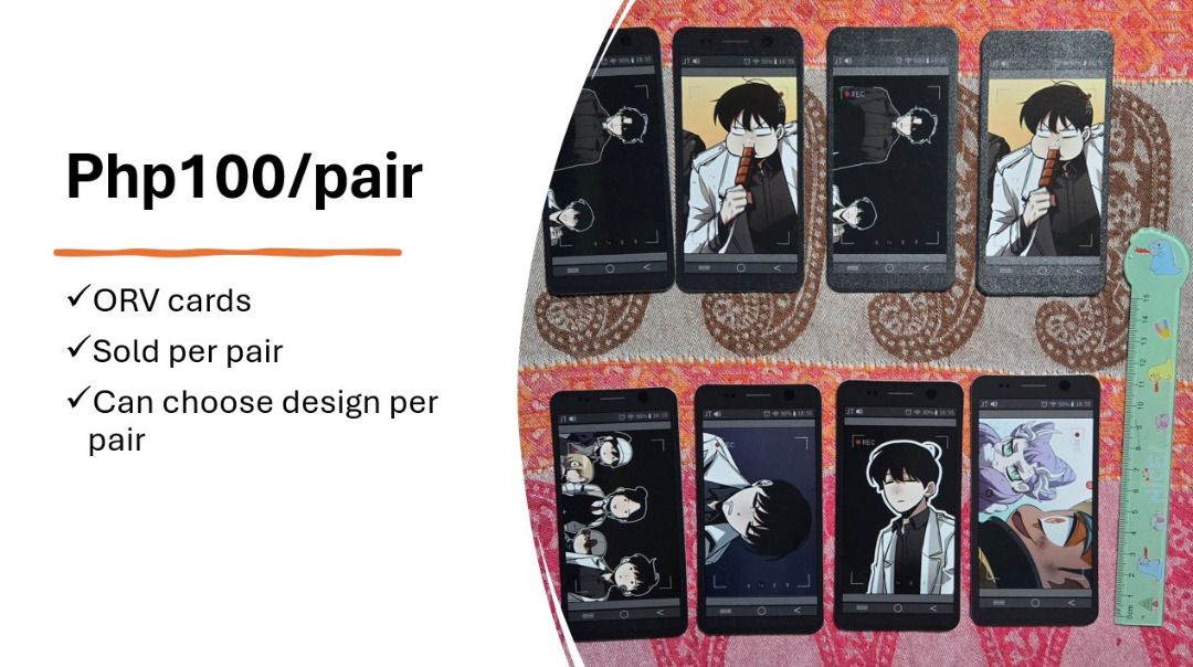 (ORV) Omniscient Reader's Viewpoint (CN) - Random cards (Category: Raw Singles) located in Quezon City. Submitted by animeblmerchs (Listing ID 1462807084, Image 2). Description: Omniscient Reader's Viewpoint (CN) - Random cards - Sold per pair - Can choose design per pair - Php100/pair + SF - On hand, ready to be shipped MOP: Gcash/Maya/BPI/Metrobank/Unionbank.