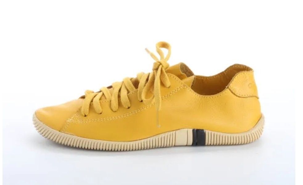 Osklen Soft Leather Sneakers (Category: Sneakers) located in Paranaque City. Submitted by calm_youngstore7 (Listing ID 1462783915, Image 2). Description: Osklen Arpoador Soft Leather Sneakers in the mustard yellow ("Mostarda") colorway They feature a deconstructed design made of premium bovinhode/cowhide leather with distinct cotton lacing, a low-profile flexible rubber outsole made partly with recycled materials, and a characteristic dark accent