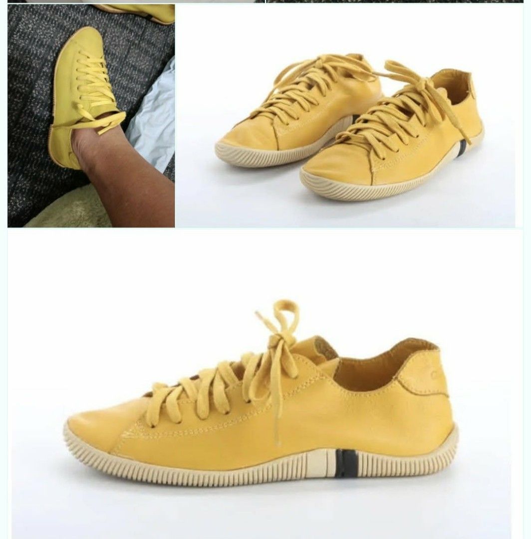 Osklen Soft Leather Sneakers (Category: Sneakers) located in Paranaque City. Submitted by calm_youngstore7 (Listing ID 1462783915, Image 1). Description: Osklen Arpoador Soft Leather Sneakers in the mustard yellow ("Mostarda") colorway They feature a deconstructed design made of premium bovinhode/cowhide leather with distinct cotton lacing, a low-profile flexible rubber outsole made partly with recycled materials, and a characteristic dark accent