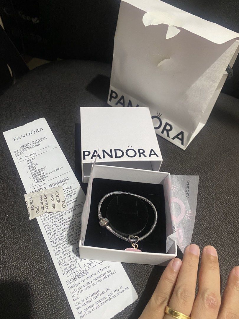 Pandora Silver Bracelet with Heart Charm (Category: Bracelets) located in Manila. Submitted by neneng_b_sarisari (Listing ID 1462785235, Image 1). Description: - Authentic Pandora Silver Bracelet - Features a Heart Charm with 14k Gold Accents - Comes with Original Box, Bag, and Warranty Certificate - Purchase Date: 04/16/2025 - Ideal for Gifting or Personal Collection - size: 17cm Never nagamit nabuksan lang to take photos para ibenta Rfs: extra 